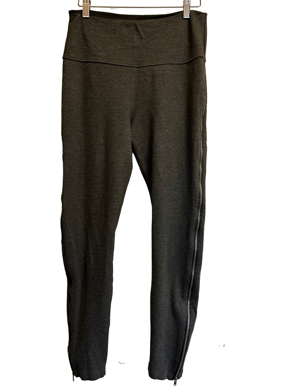 Lysse Charcoal Gray High Rise Side Zipper Leggings Ankle Slim Fit M